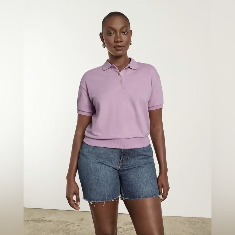 NWT Everlane Women’s The Oversized Big Polo Shirt Organic Cotton Mauve